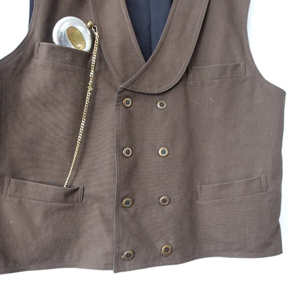 Frontier Classics Vest XL Brown VTG DALVEY Compass Western Cowboy Safari Hunting - Picture 10 of 16